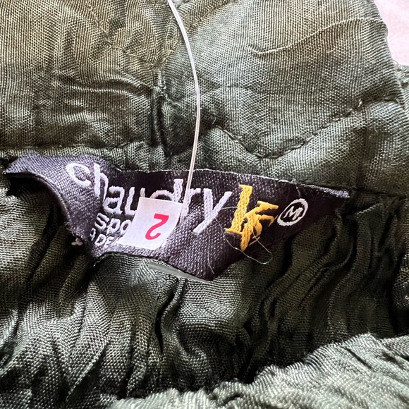 Chaudry KC Boho Olive green crinkled A-Line Skirt Medium - Picture 4 of 8